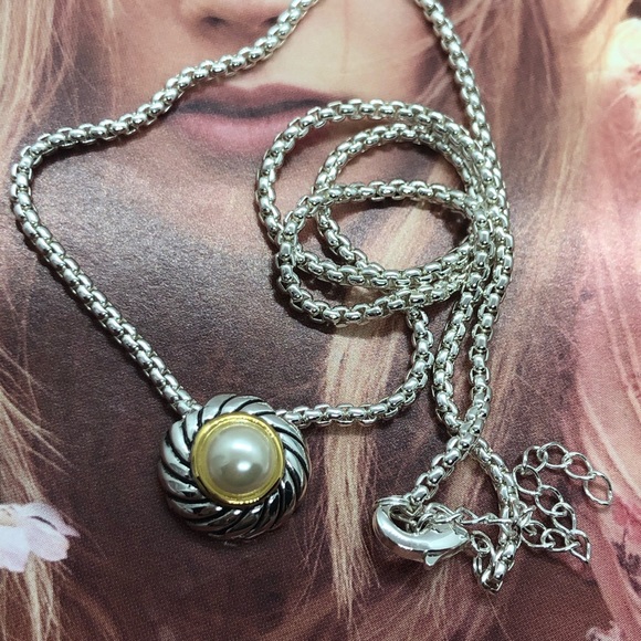 Silver Faux Pearl Necklace - Picture 3 of 4